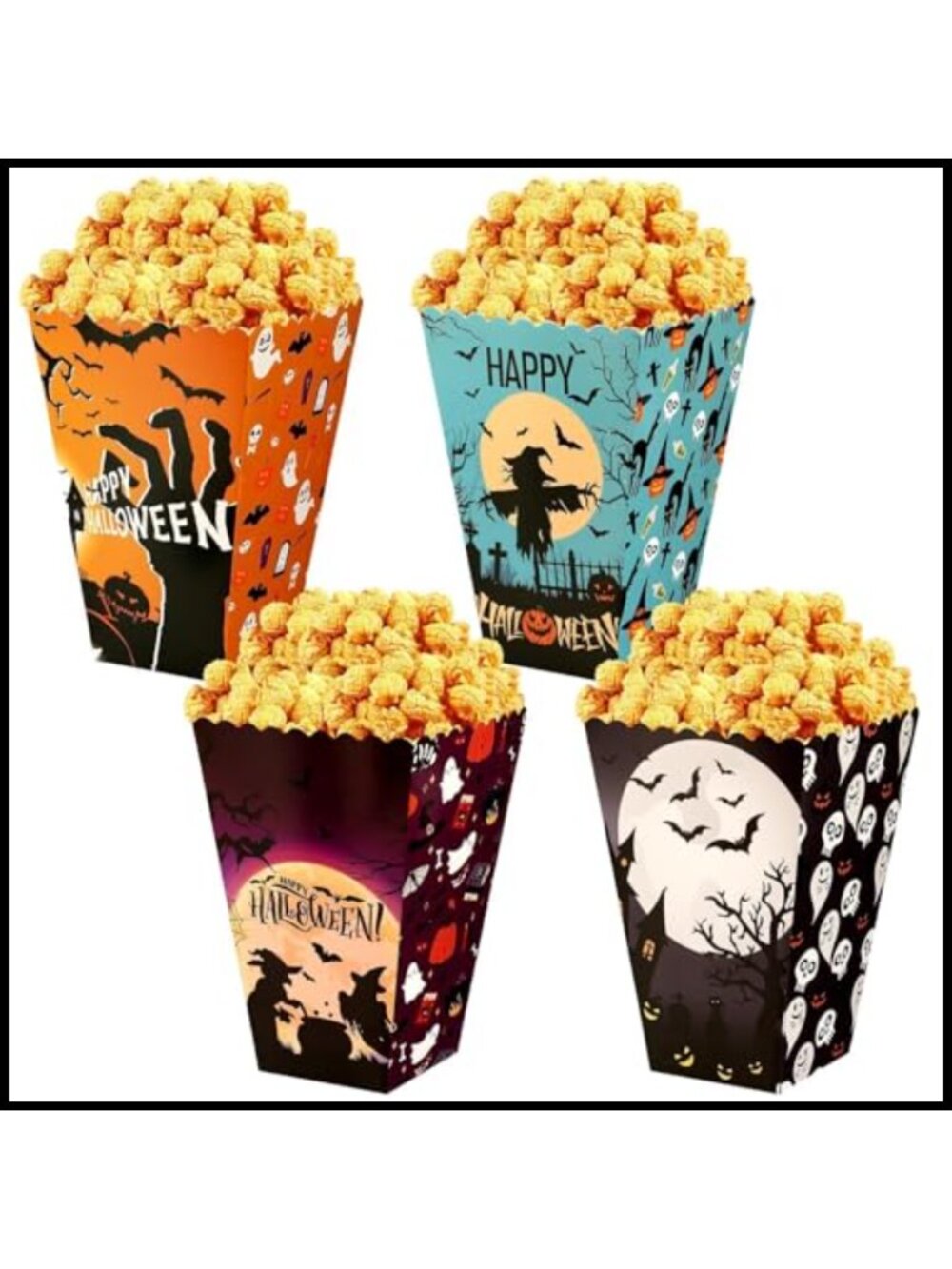 Halloween Popcorn Boxes 24 Pc Cardboard Treat Holders Party Favor